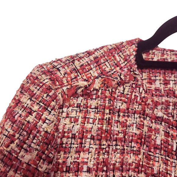 Kate Spade Textured Tweed Open Jacket Size 2 Pink White - Picture 3 of 9